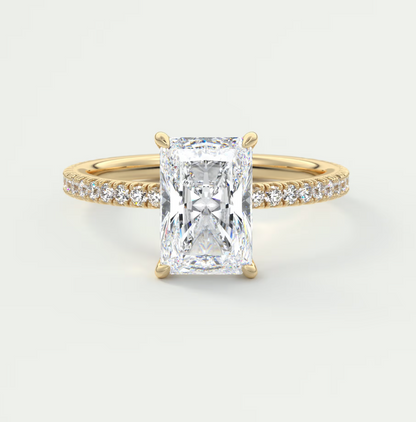 Custom made isolde radiant pavé solitaire ring | lab-grown diamond or moissanite