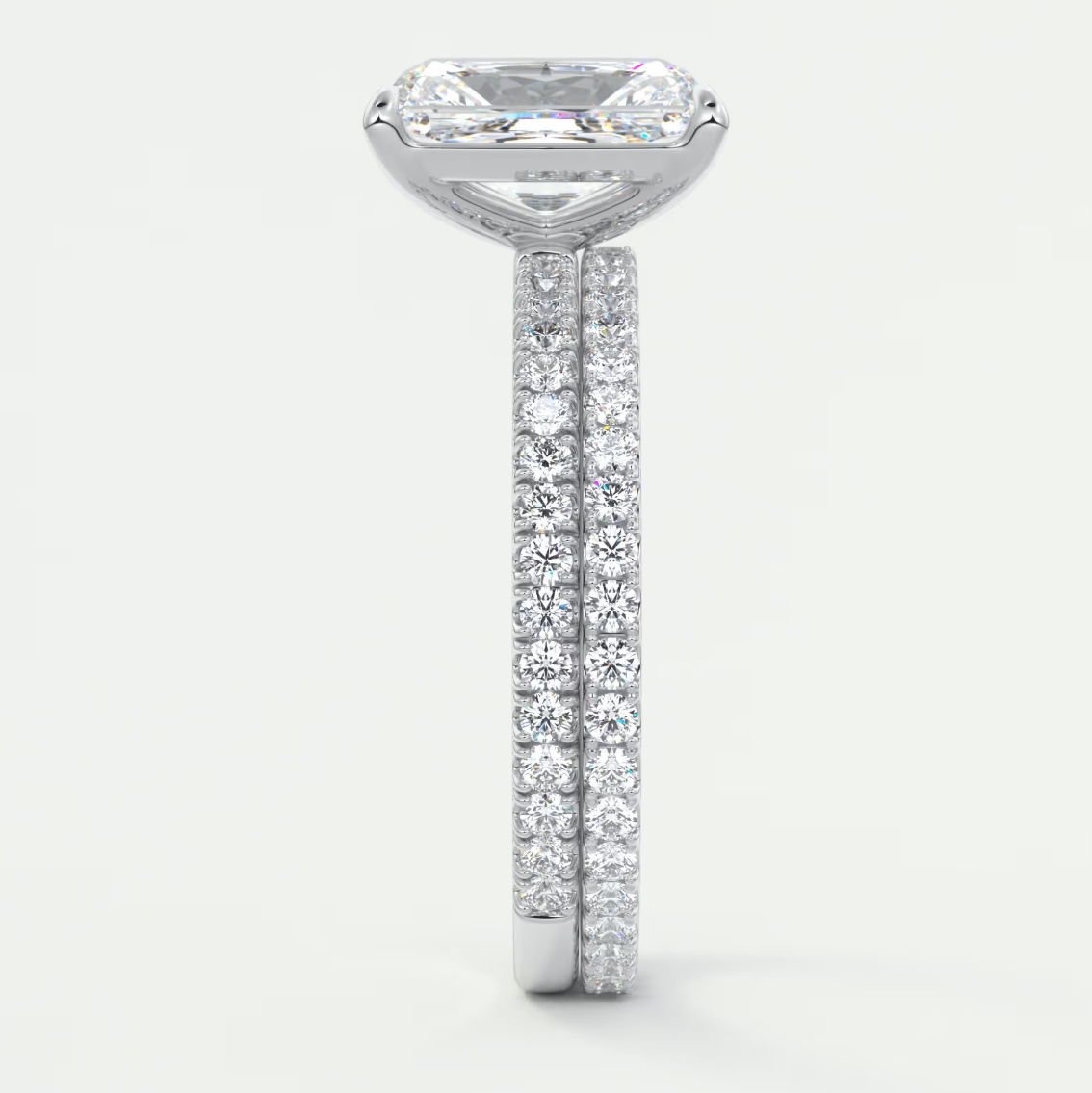 Custom made isolde radiant pavé solitaire ring | lab-grown diamond or moissanite