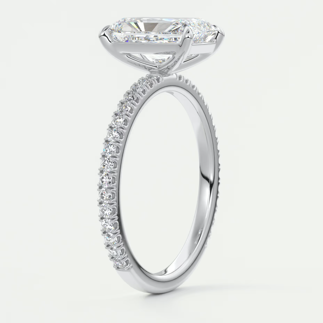Custom made isolde radiant pavé solitaire ring | lab-grown diamond or moissanite