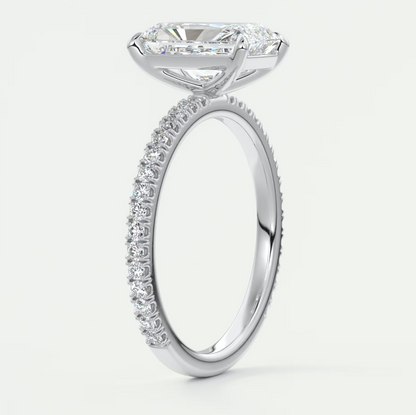 Custom made isolde radiant pavé solitaire ring | lab-grown diamond or moissanite