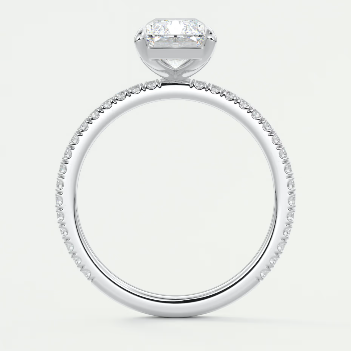 Custom made isolde radiant pavé solitaire ring | lab-grown diamond or moissanite