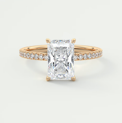 Custom made isolde radiant pavé solitaire ring | lab-grown diamond or moissanite
