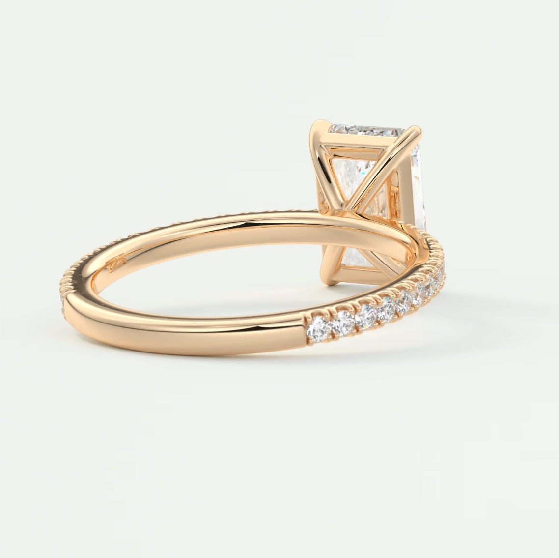Custom made isolde radiant pavé solitaire ring | lab-grown diamond or moissanite