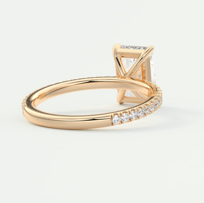 Custom made isolde radiant pavé solitaire ring | lab-grown diamond or moissanite