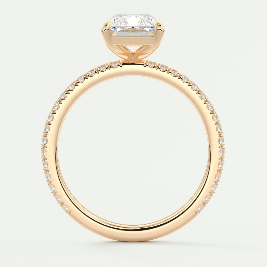 Custom made isolde radiant pavé solitaire ring | lab-grown diamond or moissanite