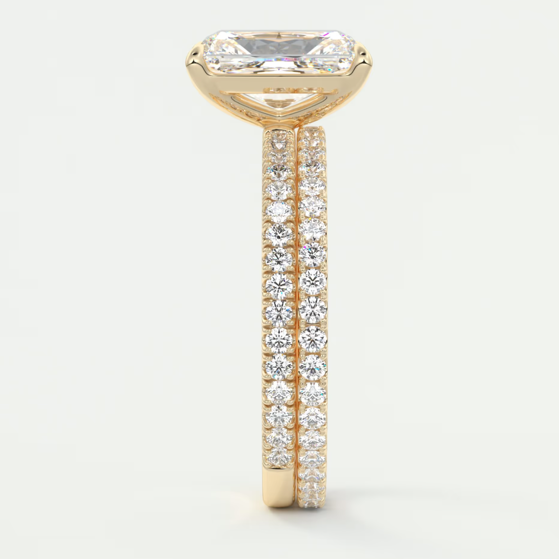 Custom made isolde radiant pavé solitaire ring | lab-grown diamond or moissanite