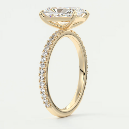 Custom made isolde radiant pavé solitaire ring | lab-grown diamond or moissanite