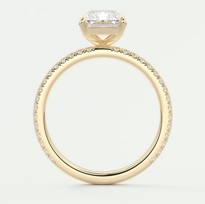 Custom made isolde radiant pavé solitaire ring | lab-grown diamond or moissanite
