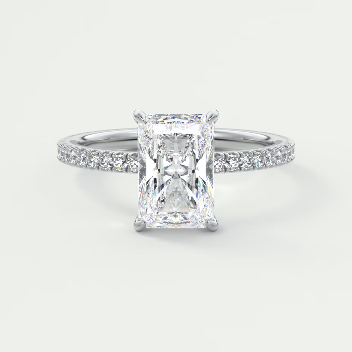 Custom made isolde radiant pavé solitaire ring | lab-grown diamond or moissanite