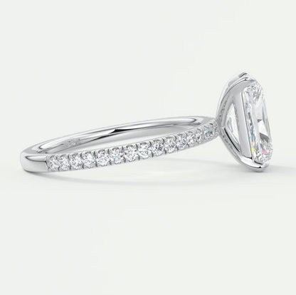 Custom made isolde radiant pavé solitaire ring | lab-grown diamond or moissanite