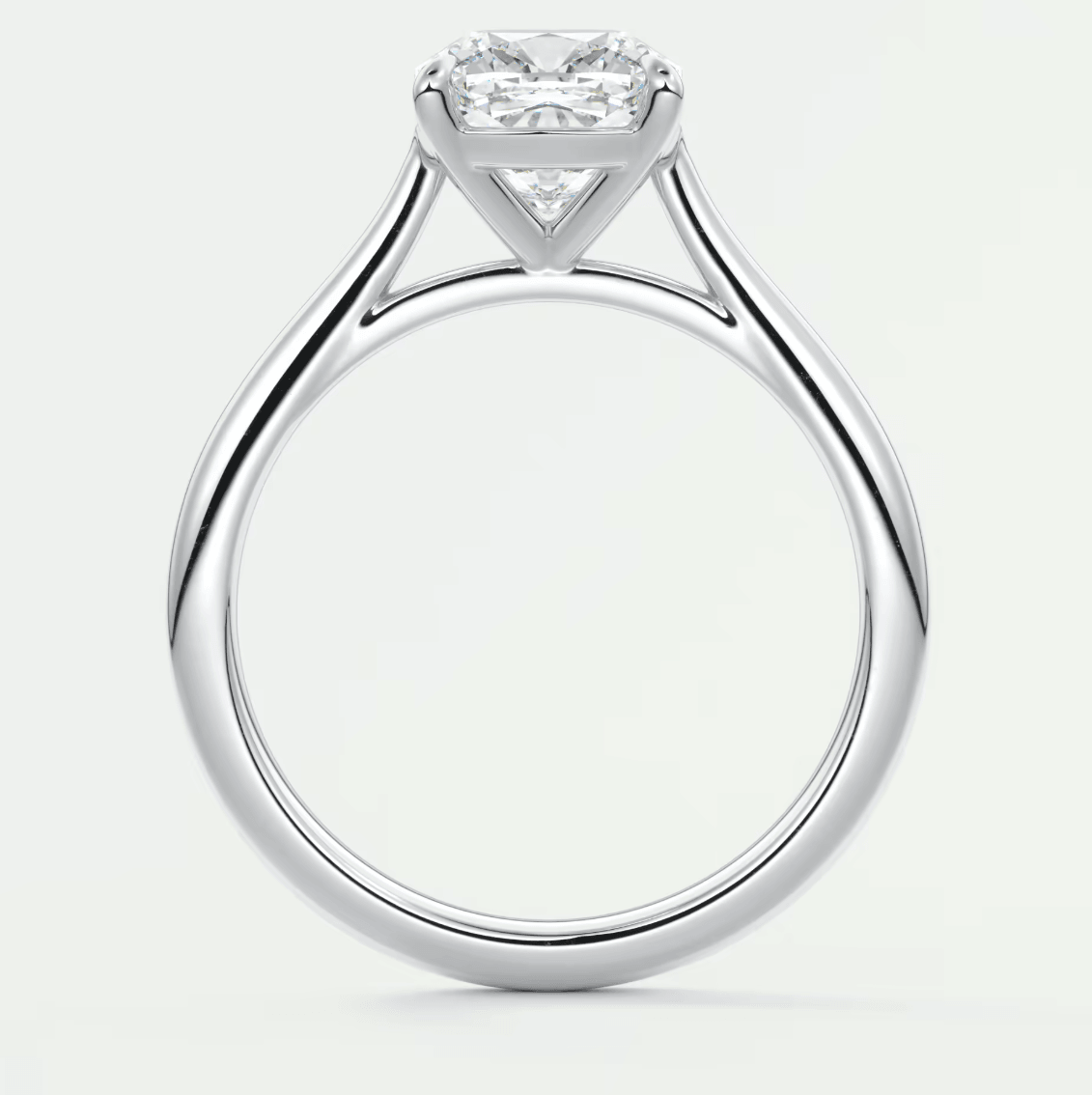 18k white gold princess cut diamond engagement ring with a twisted band.