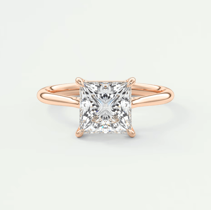 18k rose gold princess cut diamond engagement ring.