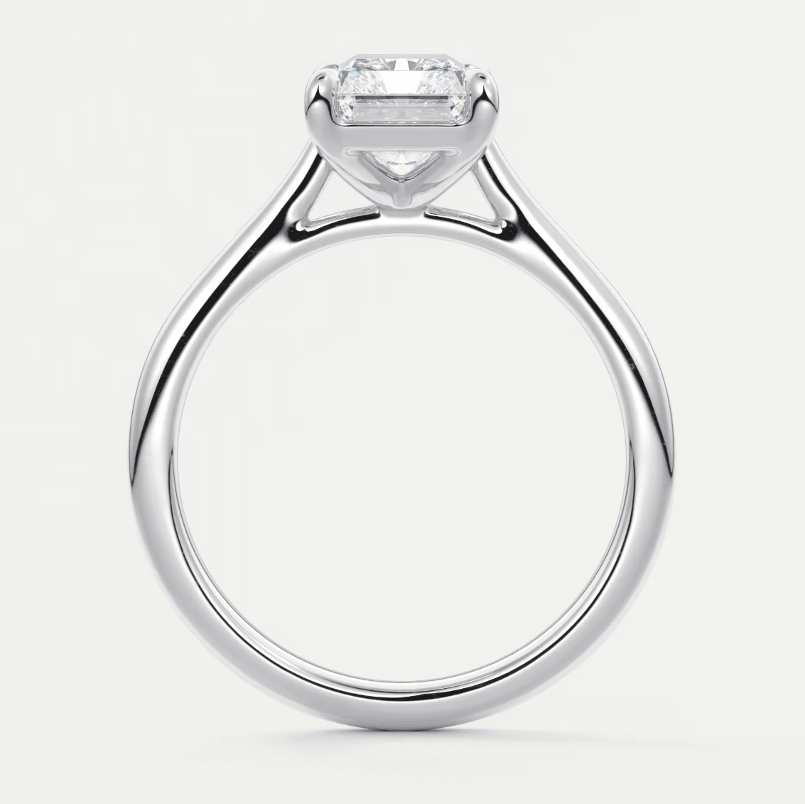 18k white gold emerald cut diamond engagement ring.