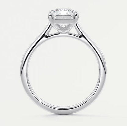 18k white gold emerald cut diamond engagement ring.