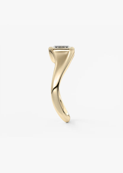Lyra east-west emerald half bezel lab diamond engagement ring – 2.46ct f vvs1 | 18k yellow gold