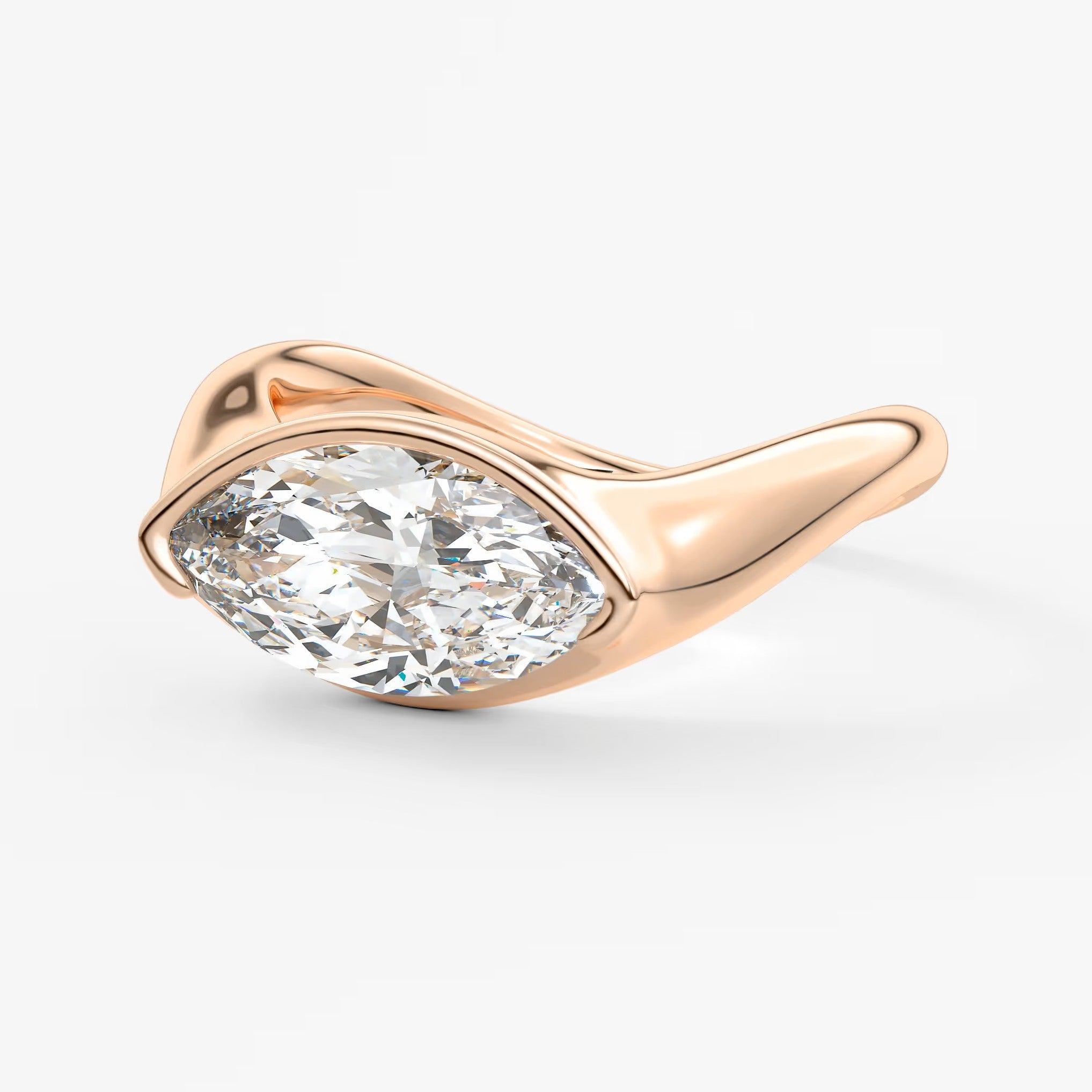 Lyra – east-west half bezel marquise engagement ring