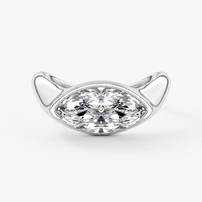 Lyra – east-west half bezel marquise engagement ring