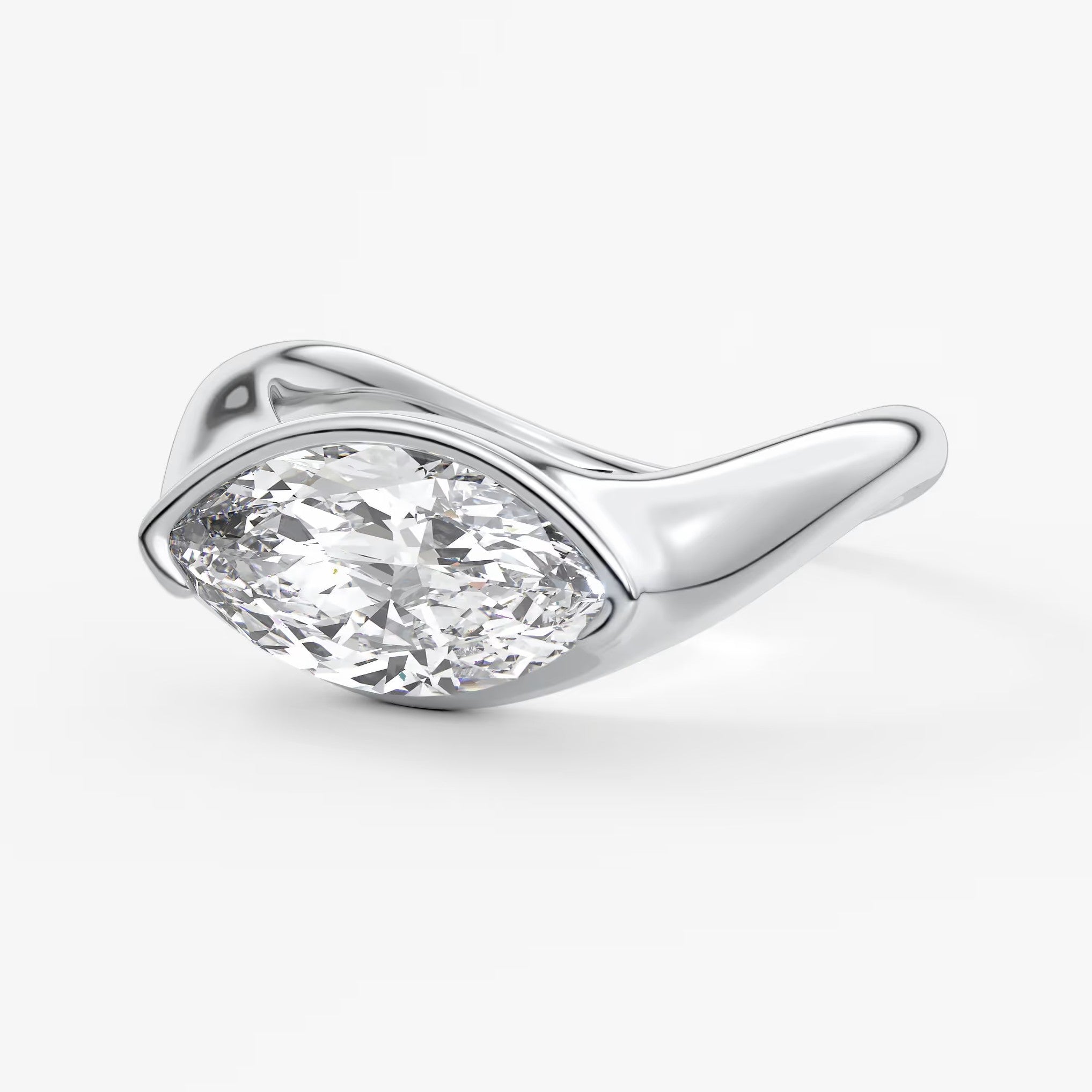 Lyra – east-west half bezel marquise engagement ring