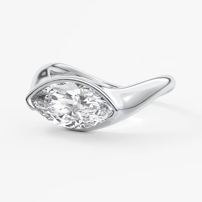 Lyra – east-west half bezel marquise engagement ring