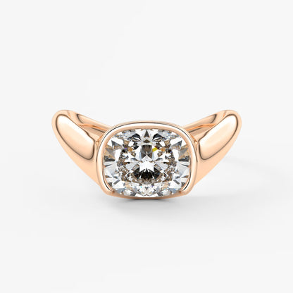 Lyra – east-west half bezel elongated cushion engagement ring