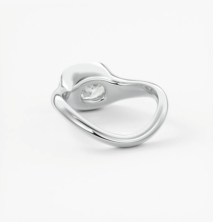 Lyra – east-west half bezel elongated cushion engagement ring
