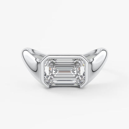 Lyra – east-west half bezel emerald engagement ring