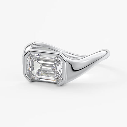 Lyra – east-west half bezel emerald engagement ring
