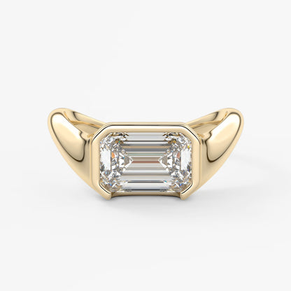 Lyra – east-west half bezel emerald engagement ring