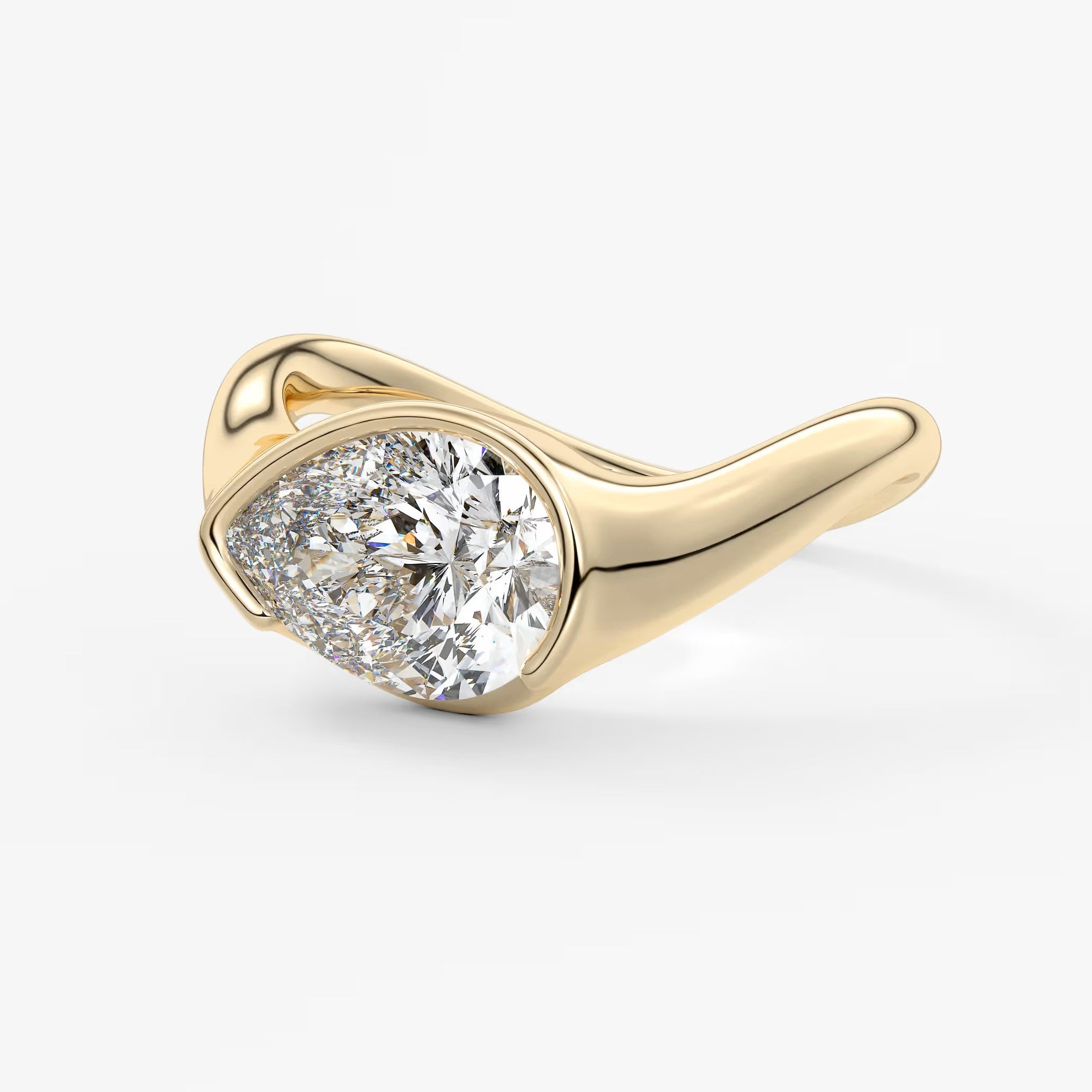 Lyra – east-west half bezel pear engagement ring