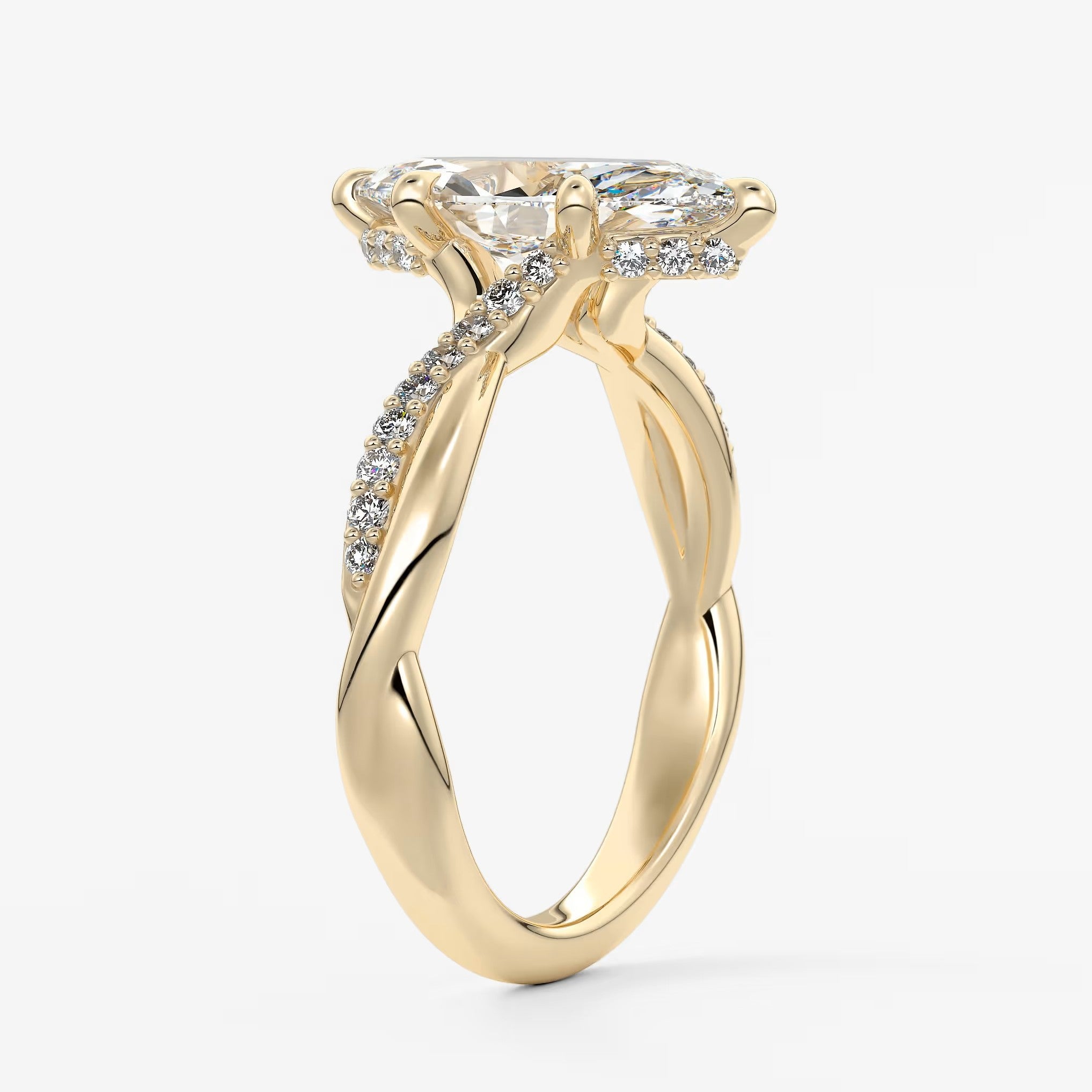Mirella marquise twisted pavé engagement ring