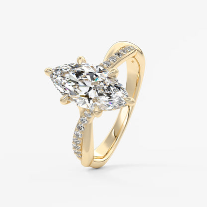 Mirella marquise twisted pavé engagement ring