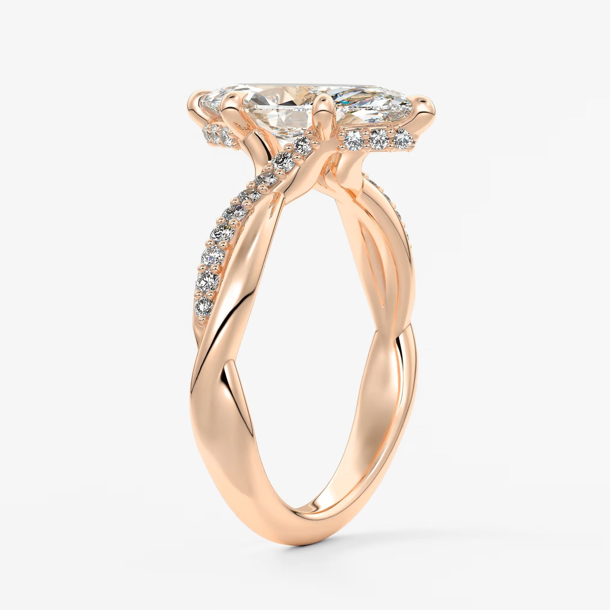 Mirella marquise twisted pavé engagement ring