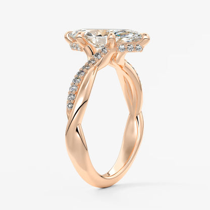 Mirella marquise twisted pavé engagement ring