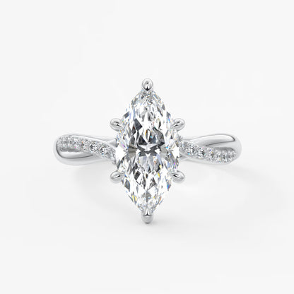 Mirella marquise twisted pavé engagement ring