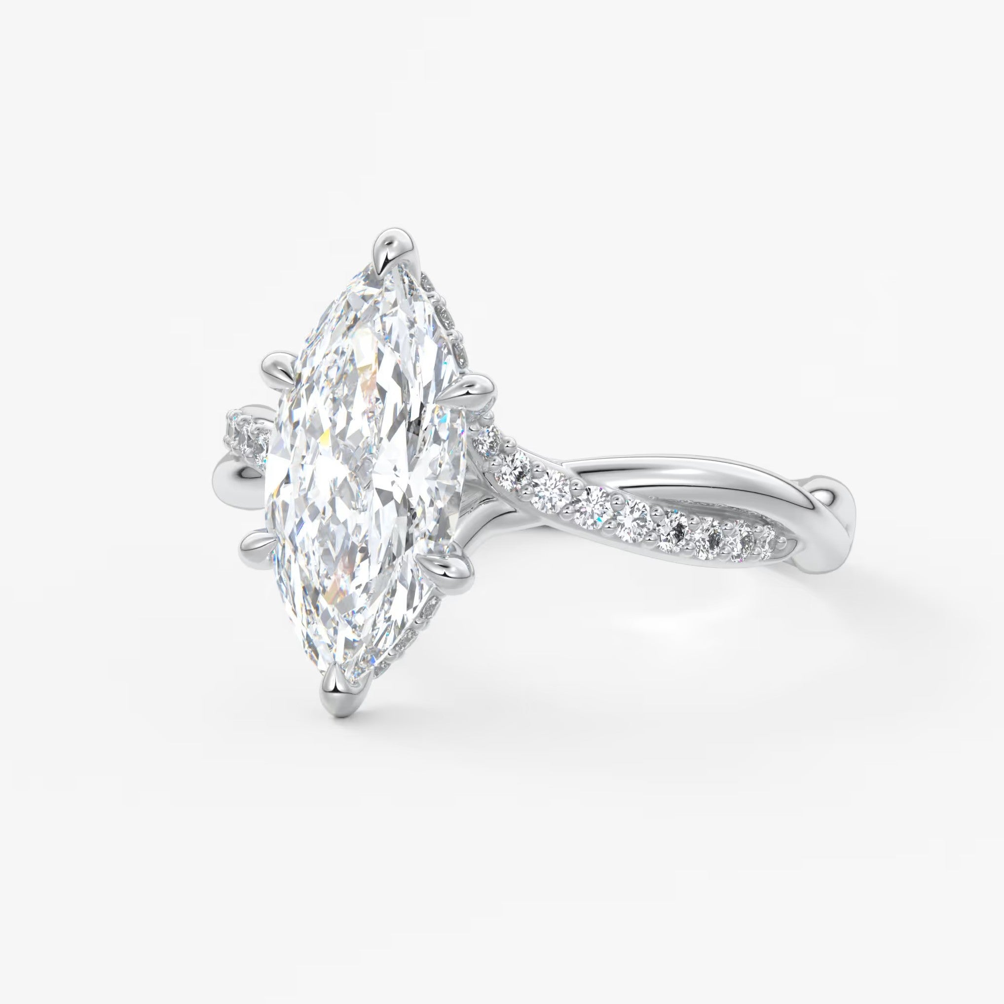 Mirella marquise twisted pavé engagement ring