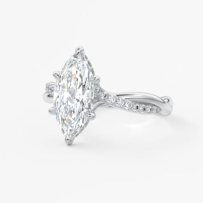 Mirella marquise twisted pavé engagement ring