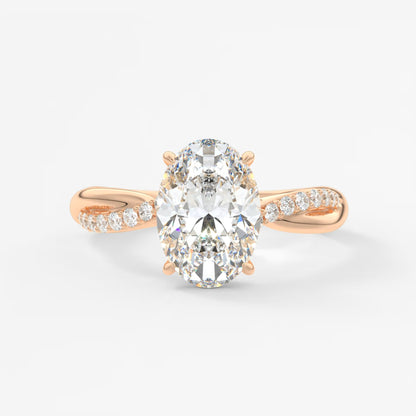 Mirella oval twisted pavé engagement ring