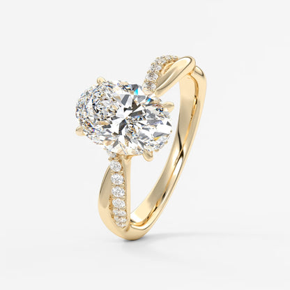 Mirella oval twisted pavé engagement ring