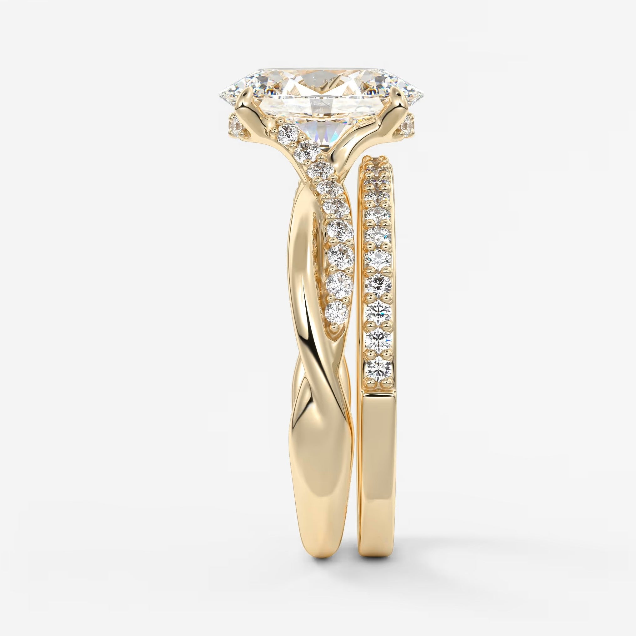 Mirella oval twisted pavé engagement ring