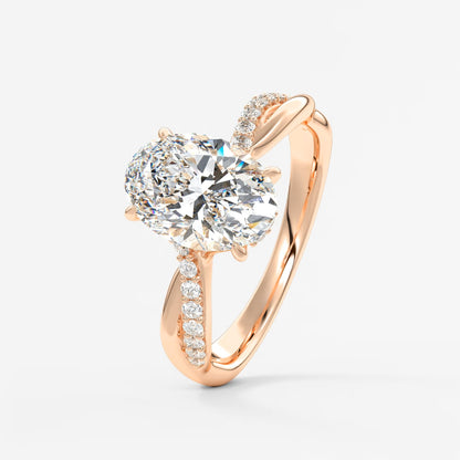 Mirella oval twisted pavé engagement ring
