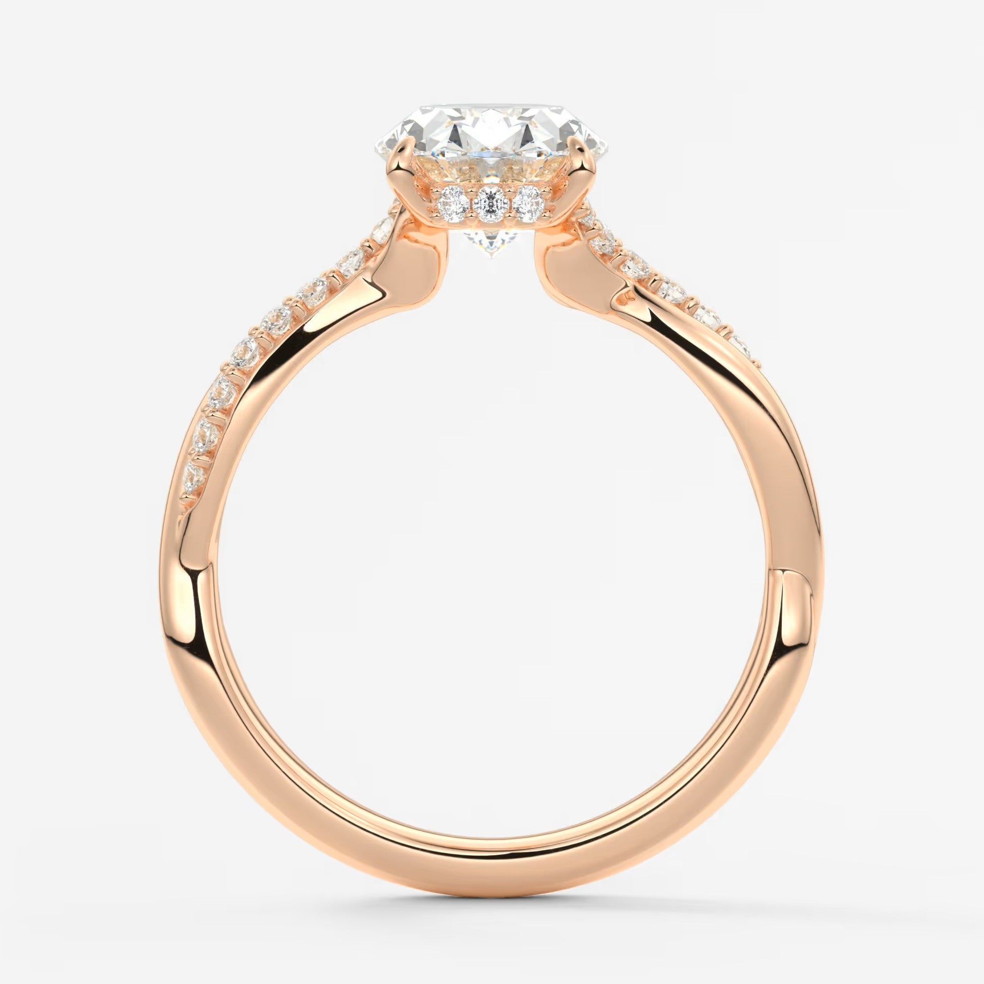 Mirella oval twisted pavé engagement ring