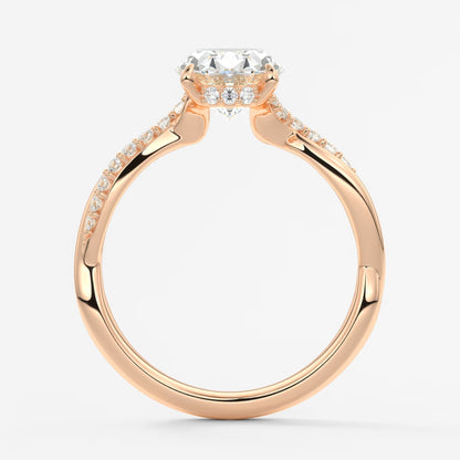 Mirella oval twisted pavé engagement ring