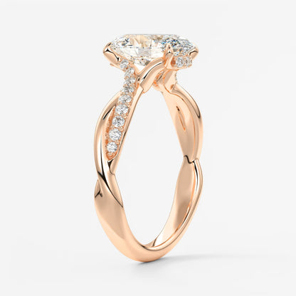 Mirella oval twisted pavé engagement ring