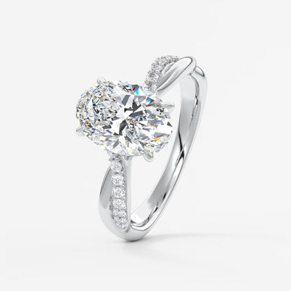 Mirella oval twisted pavé engagement ring