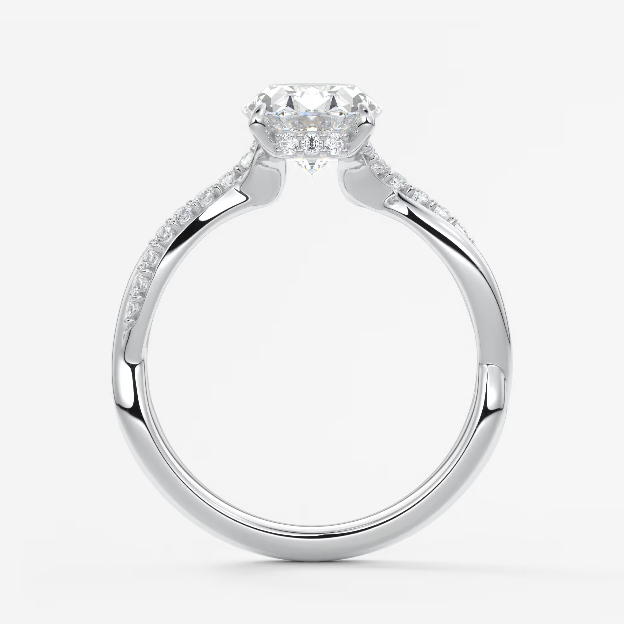 Mirella oval twisted pavé engagement ring
