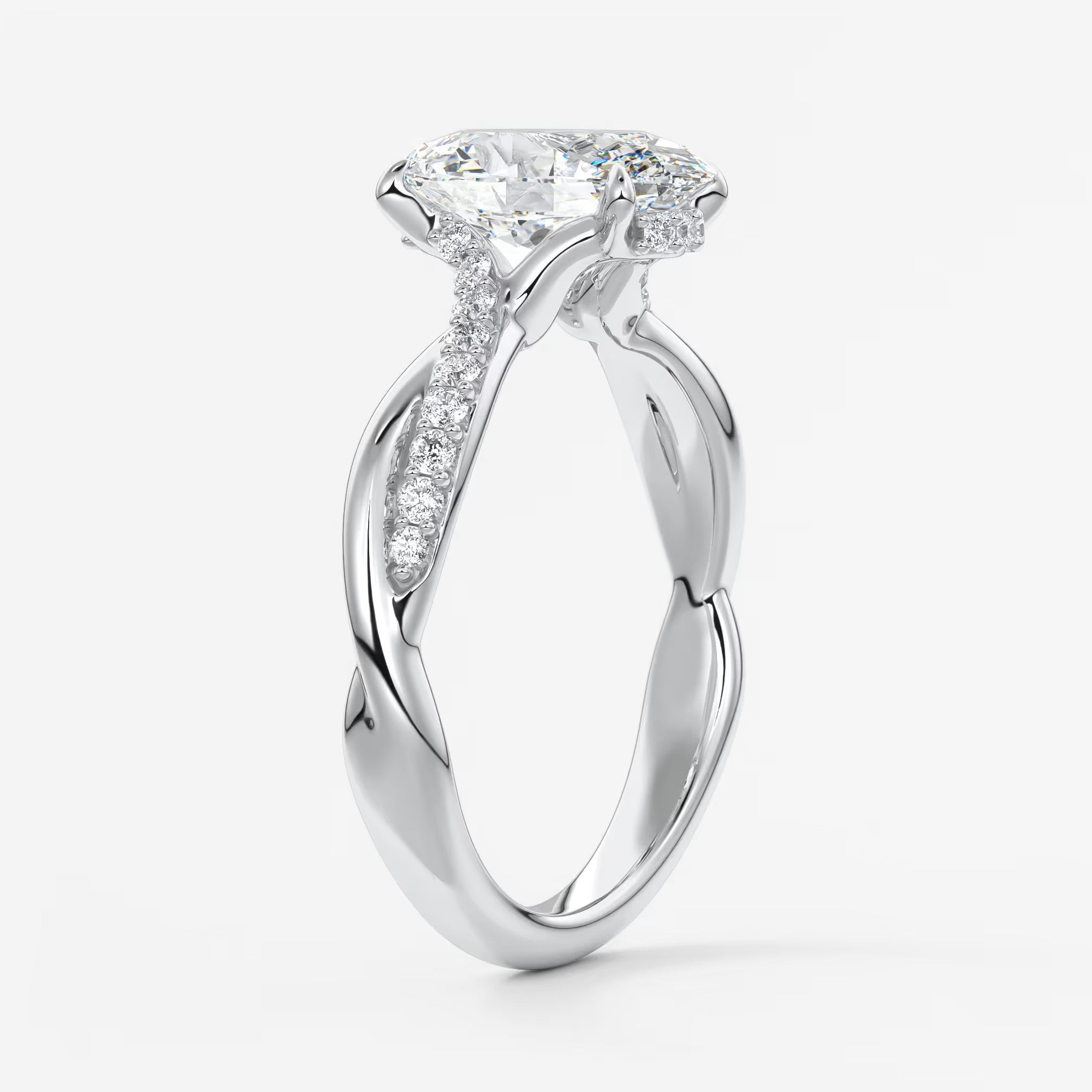 Mirella oval twisted pavé engagement ring