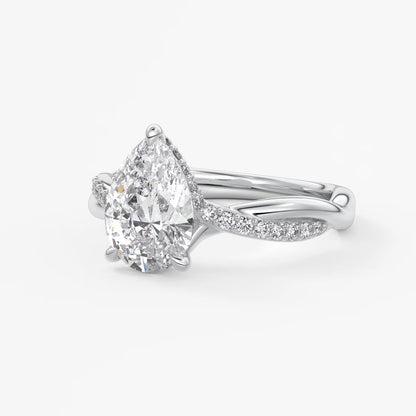 Mirella pear twisted pavé engagement ring