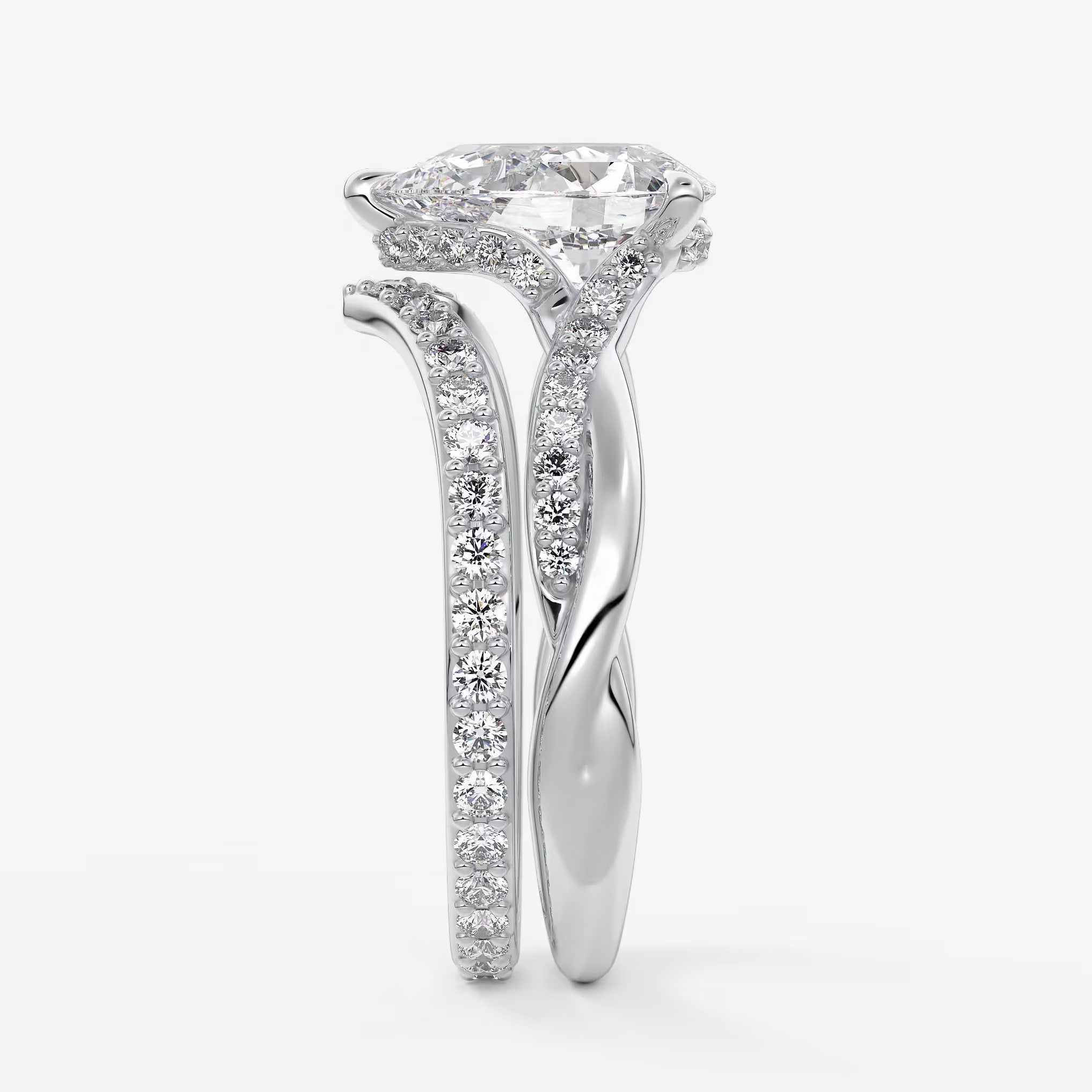 Mirella pear twisted pavé engagement ring