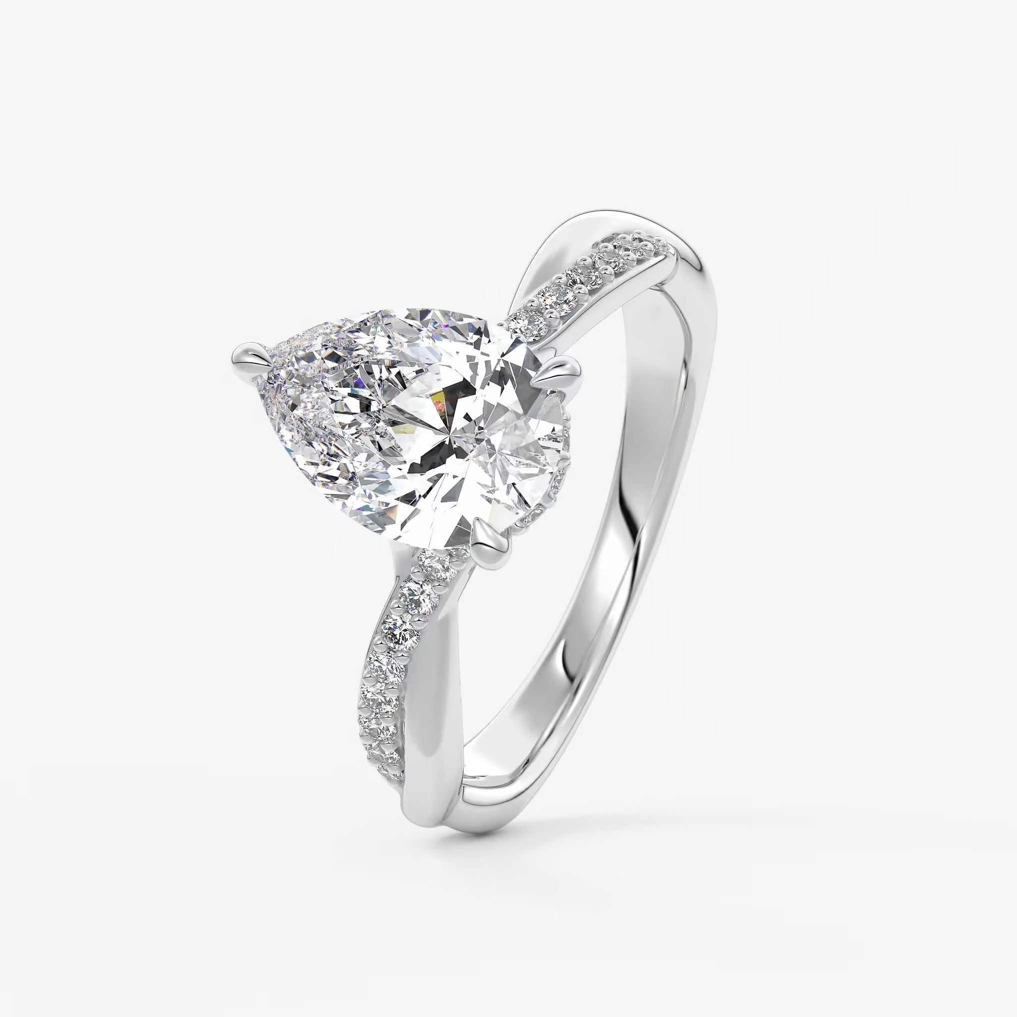 Mirella pear twisted pavé engagement ring