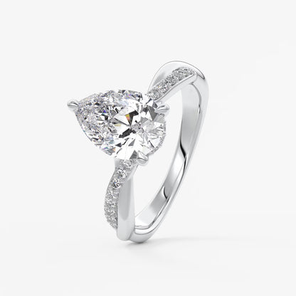 Mirella pear twisted pavé engagement ring